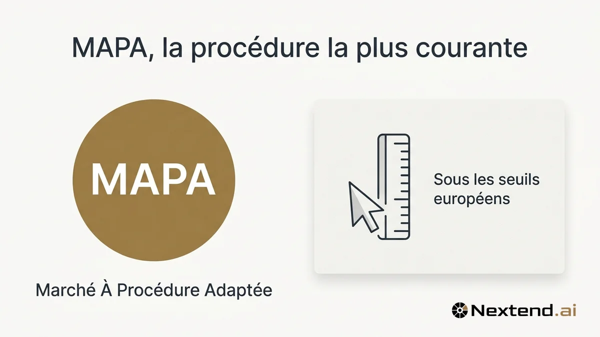 Badge circulaire MAPA associé à un curseur sur une règle verticale symbolisant les seuils européens