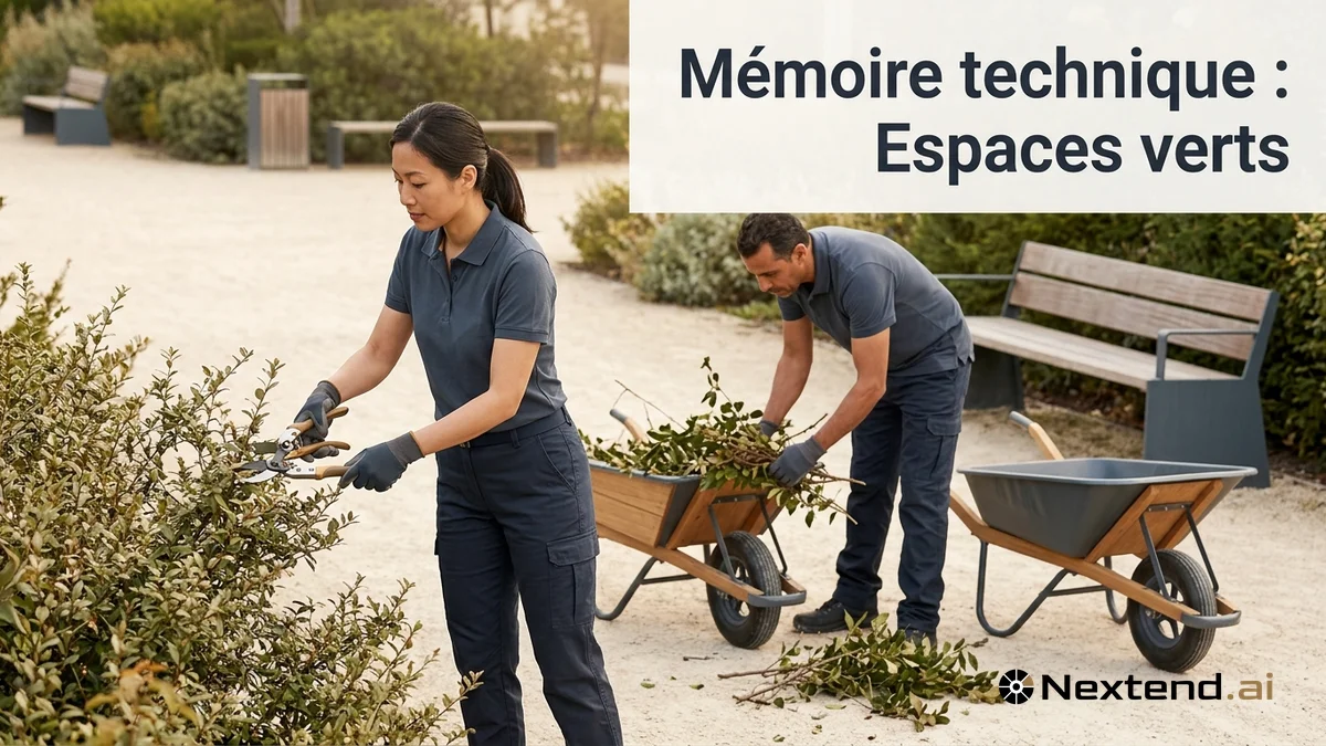 Deux paysagistes taillent un arbuste au sécateur et ramassent des branchages dans un jardin public