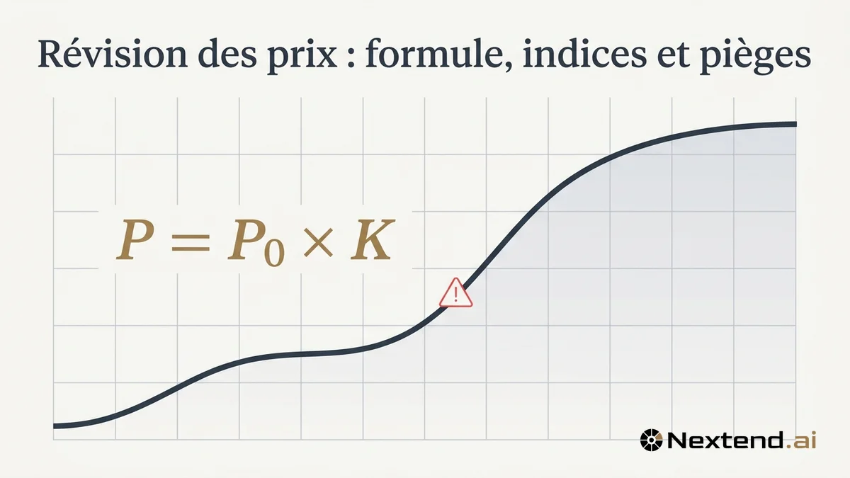 Illustration d'une courbe ascendante, d'une formule de révision et d'un triangle d'avertissement sur fond quadrillé