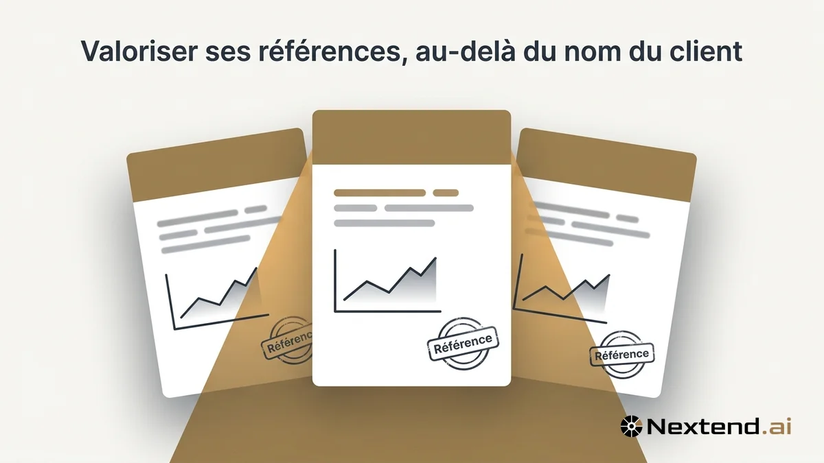 Illustration de trois fiches référence en éventail avec mini-graphes, projecteur mettant en valeur la fiche centrale